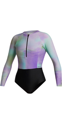 2024 Mystic Womens Jayde Long Sleeve Front Zip One Piece Swimsuit 35001.240181 - Purple / Green